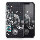 Aztec Elephant Blue Accented Modern Illustration  - Protective Skin Wrap & Decal – Compatible with iPhone SE to iPhone 17 Pro Max (All Models)