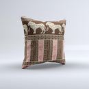 Aztec Pink Brown Lion Pattern Ink-Fuzed Decorative Throw Pillow
