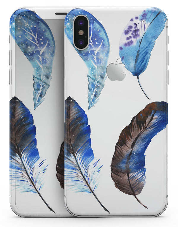 Azul Watercolor Feathers - iPhone X Skin-Kit