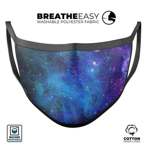 Azure Nebula - Made in USA Mouth Cover Unisex Anti-Dust Cotton Blend Reusable & Washable Face Mask with Adjustable Sizing for Adult or Child