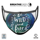 Be Wild and Free - Made in USA Mouth Cover Unisex Anti-Dust Cotton Blend Reusable & Washable Face Mask with Adjustable Sizing for Adult or Child