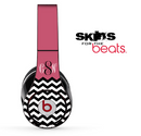 Pink White and Black Chevron Custom Monogram Pattern Skin for the Beats by Dre Solo, Studio, Wireless, Pro or Mixr