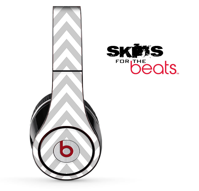 Large Gray and White Chevron Pattern Skin for the Beats by Dre Solo, Studio, Wireless, Pro or Mixr