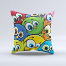 Big-Eyed Highlighted Cartoon Birds Ink-Fuzed Decorative Throw Pillow