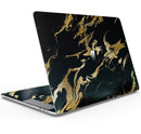 Black & Gold Marble Swirl V11 - Skin Decal Wrap Kit Compatible with the Apple MacBook Pro, Pro with Touch Bar or Air (11", 12", 13", 15" & 16" - All Versions Available)