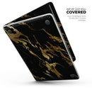 Black & Gold Marble Swirl V11 - Skin Decal Wrap Kit Compatible with the Apple MacBook Pro, Pro with Touch Bar or Air (11", 12", 13", 15" & 16" - All Versions Available)