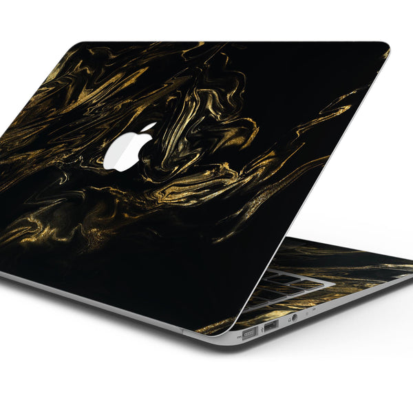 Black & Gold Marble Swirl V4 - Skin Decal Wrap Kit Compatible with the Apple MacBook Pro, Pro with Touch Bar or Air (11", 12", 13", 15" & 16" - All Versions Available)