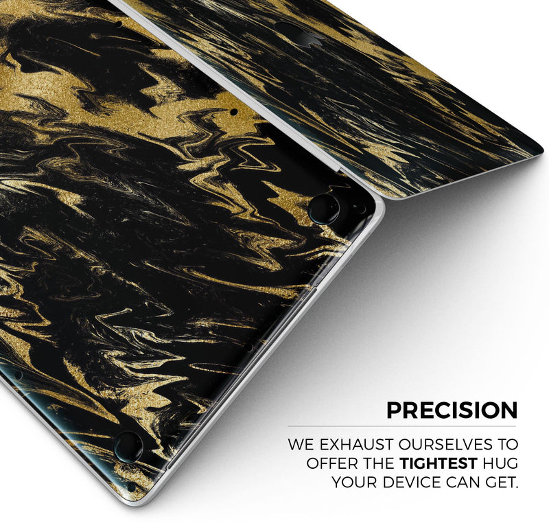 Black & Gold Marble Swirl V5 - Skin Decal Wrap Kit Compatible with the Apple MacBook Pro, Pro with Touch Bar or Air (11", 12", 13", 15" & 16" - All Versions Available)