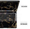 Black & Gold Marble Swirl V8 - Skin Decal Wrap Kit Compatible with the Apple MacBook Pro, Pro with Touch Bar or Air (11", 12", 13", 15" & 16" - All Versions Available)