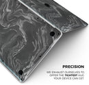 Black & Silver Marble Swirl V4 - Skin Decal Wrap Kit Compatible with the Apple MacBook Pro, Pro with Touch Bar or Air (11", 12", 13", 15" & 16" - All Versions Available)