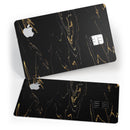 Black & Gold Marble Swirl V10 - Premium Protective Decal Skin-Kit for the Apple Credit Card