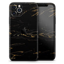 Black & Gold Marble Swirl V10  - Protective Skin Wrap & Decal – Compatible with iPhone SE to iPhone 17 Pro Max (All Models)