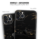 Black & Gold Marble Swirl V10  - Protective Skin Wrap & Decal – Compatible with iPhone SE to iPhone 17 Pro Max (All Models)