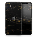 Black & Gold Marble Swirl V10  - Protective Skin Wrap & Decal – Compatible with iPhone SE to iPhone 17 Pro Max (All Models)