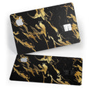 Black & Gold Marble Swirl V11 - Premium Protective Decal Skin-Kit for the Apple Credit Card