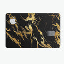 Black & Gold Marble Swirl V11 - Premium Protective Decal Skin-Kit for the Apple Credit Card