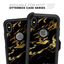 Black & Gold Marble Swirl V11 - Skin Kit for the iPhone OtterBox Cases