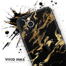 Black & Gold Marble Swirl V11  - Protective Skin Wrap & Decal – Compatible with iPhone SE to iPhone 17 Pro Max (All Models)