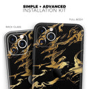 Black & Gold Marble Swirl V11  - Protective Skin Wrap & Decal – Compatible with iPhone SE to iPhone 17 Pro Max (All Models)