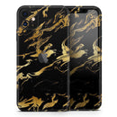 Black & Gold Marble Swirl V11  - Protective Skin Wrap & Decal – Compatible with iPhone SE to iPhone 17 Pro Max (All Models)