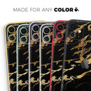 Black & Gold Marble Swirl V11  - Protective Skin Wrap & Decal – Compatible with iPhone SE to iPhone 17 Pro Max (All Models)