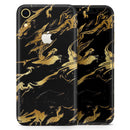 Black & Gold Marble Swirl V11 - Skin-Kit for the Apple iPhone XR, XS MAX, XS/X, 8/8+, 7/7+, 5/5S/SE (All iPhones Available)