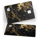 Black & Gold Marble Swirl V12 - Premium Protective Decal Skin-Kit for the Apple Credit Card