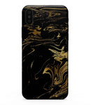 Black & Gold Marble Swirl V12 - iPhone XS MAX, XS/X, 8/8+, 7/7+, 5/5S/SE Skin-Kit (All iPhones Available)