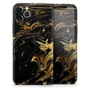 Black & Gold Marble Swirl V12  - Protective Skin Wrap & Decal – Compatible with iPhone SE to iPhone 17 Pro Max (All Models)