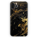 Black & Gold Marble Swirl V12  - Protective Skin Wrap & Decal – Compatible with iPhone SE to iPhone 17 Pro Max (All Models)