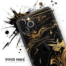 Black & Gold Marble Swirl V12  - Protective Skin Wrap & Decal – Compatible with iPhone SE to iPhone 17 Pro Max (All Models)