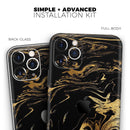 Black & Gold Marble Swirl V12  - Protective Skin Wrap & Decal – Compatible with iPhone SE to iPhone 17 Pro Max (All Models)