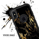 Black & Gold Marble Swirl V1 - Skin Kit for the iPhone OtterBox Cases