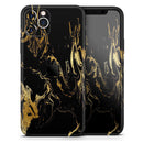 Black & Gold Marble Swirl V1  - Protective Skin Wrap & Decal – Compatible with iPhone SE to iPhone 17 Pro Max (All Models)