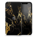 Black & Gold Marble Swirl V1  - Protective Skin Wrap & Decal – Compatible with iPhone SE to iPhone 17 Pro Max (All Models)