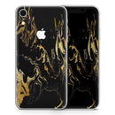 Black & Gold Marble Swirl V1 - Skin-Kit for the Apple iPhone XR, XS MAX, XS/X, 8/8+, 7/7+, 5/5S/SE (All iPhones Available)
