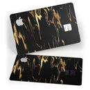 Black & Gold Marble Swirl V2 - Premium Protective Decal Skin-Kit for the Apple Credit Card