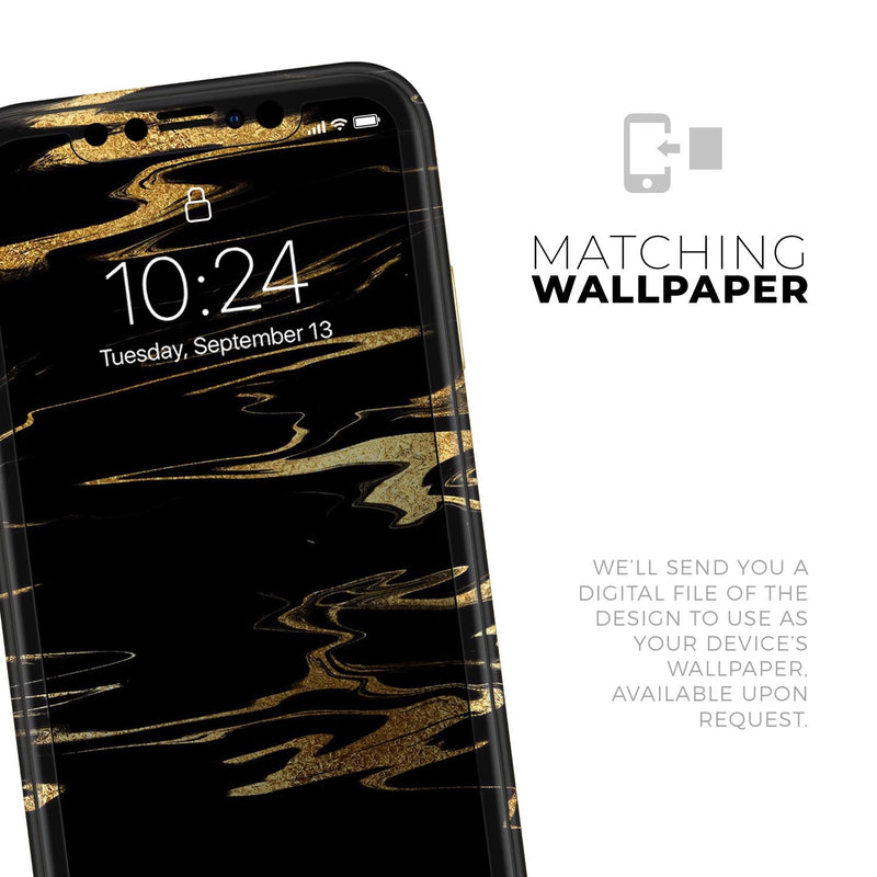 Black & Gold Marble Swirl V2  - Protective Skin Wrap & Decal – Compatible with iPhone SE to iPhone 17 Pro Max (All Models)