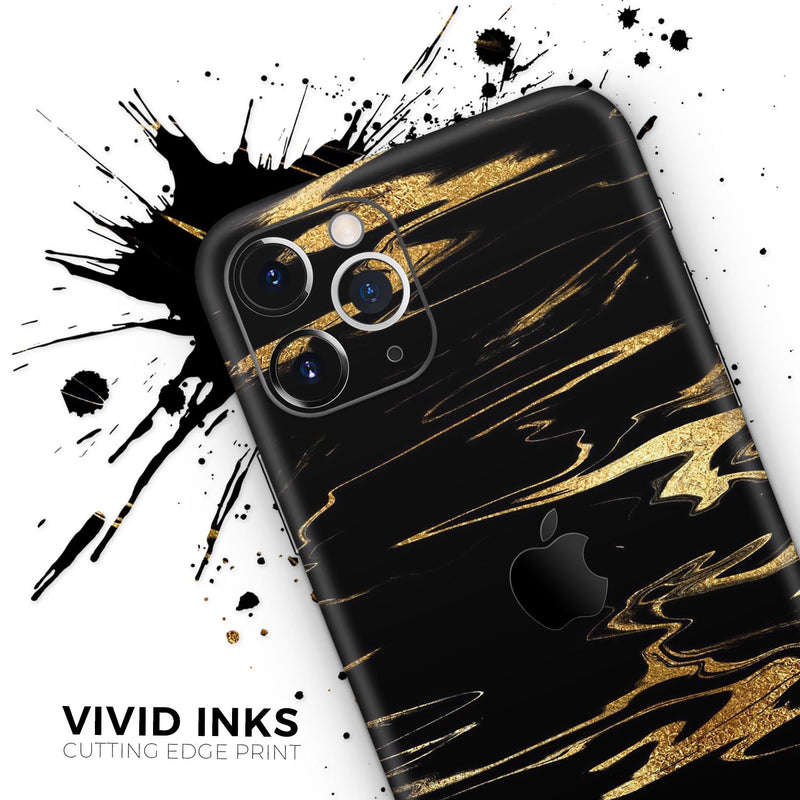 Black & Gold Marble Swirl V2  - Protective Skin Wrap & Decal – Compatible with iPhone SE to iPhone 17 Pro Max (All Models)