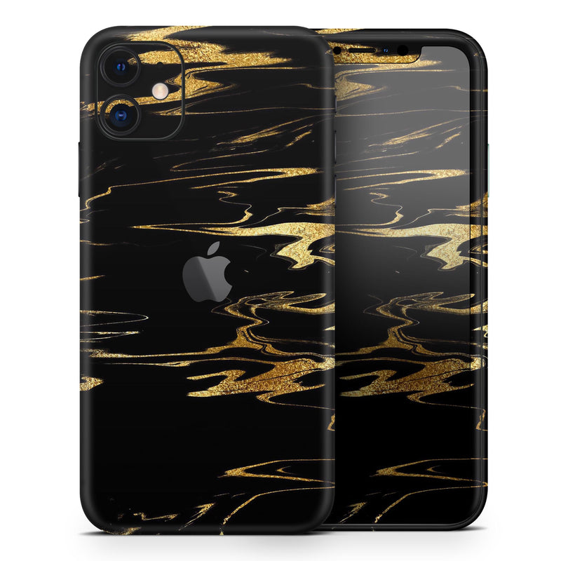 Black & Gold Marble Swirl V2  - Protective Skin Wrap & Decal – Compatible with iPhone SE to iPhone 17 Pro Max (All Models)