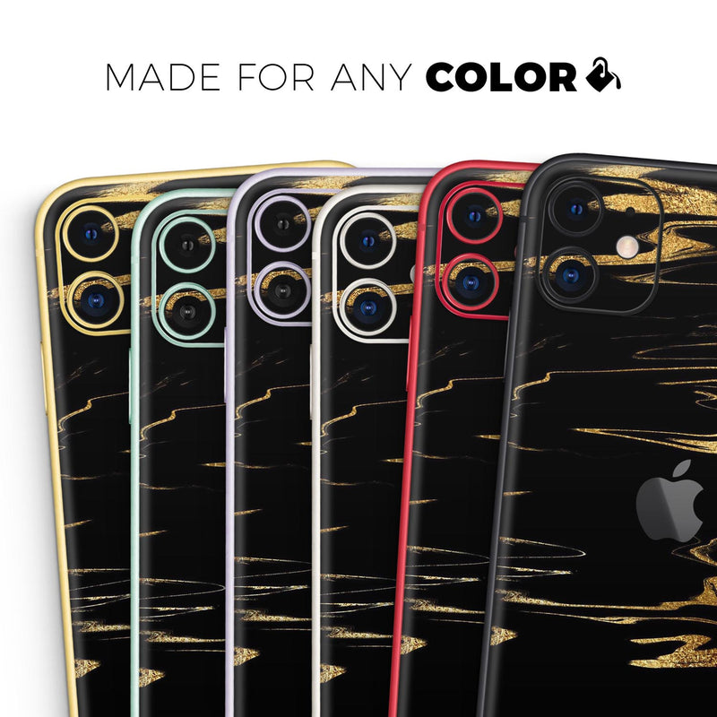 Black & Gold Marble Swirl V2  - Protective Skin Wrap & Decal – Compatible with iPhone SE to iPhone 17 Pro Max (All Models)