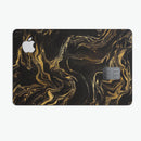 Black & Gold Marble Swirl V3 - Premium Protective Decal Skin-Kit for the Apple Credit Card