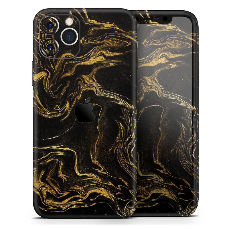 Black & Gold Marble Swirl V3  - Protective Skin Wrap & Decal – Compatible with iPhone SE to iPhone 17 Pro Max (All Models)