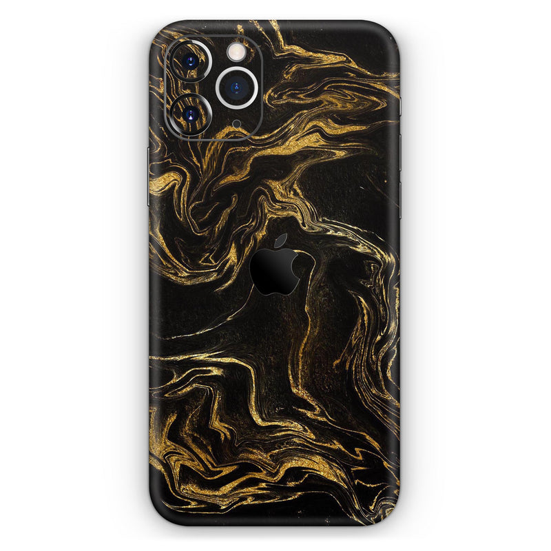 Black & Gold Marble Swirl V3  - Protective Skin Wrap & Decal – Compatible with iPhone SE to iPhone 17 Pro Max (All Models)