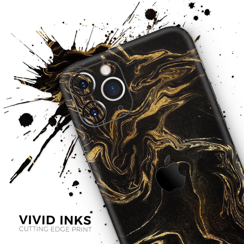 Black & Gold Marble Swirl V3  - Protective Skin Wrap & Decal – Compatible with iPhone SE to iPhone 17 Pro Max (All Models)