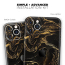 Black & Gold Marble Swirl V3  - Protective Skin Wrap & Decal – Compatible with iPhone SE to iPhone 17 Pro Max (All Models)