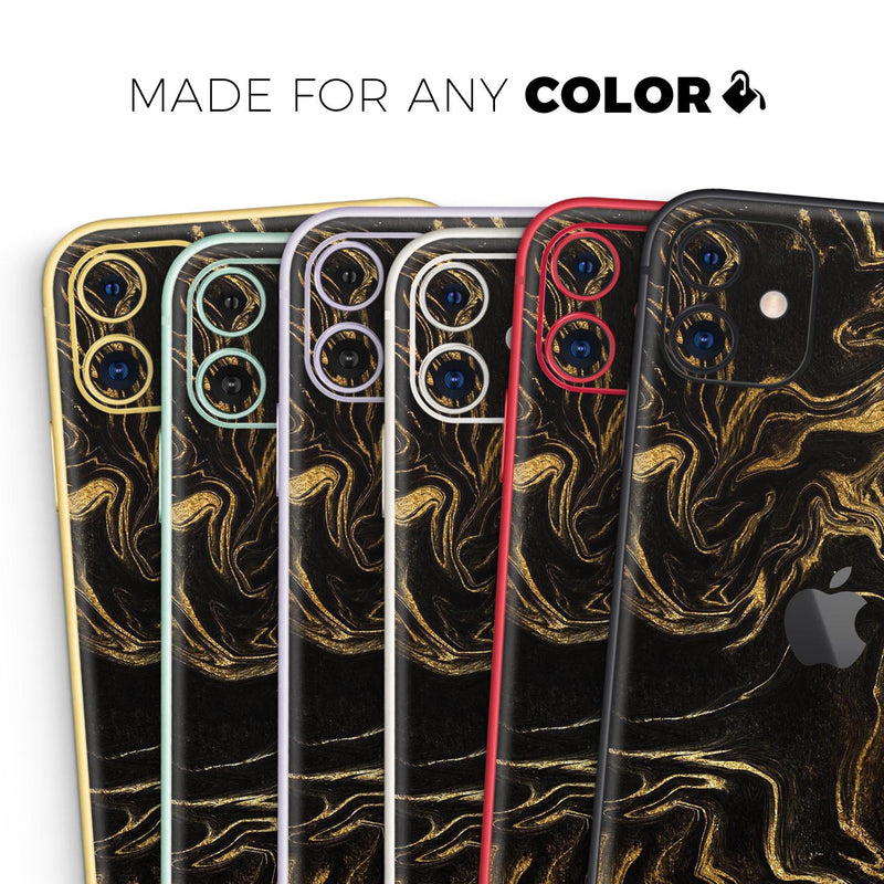 Black & Gold Marble Swirl V3  - Protective Skin Wrap & Decal – Compatible with iPhone SE to iPhone 17 Pro Max (All Models)