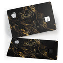 Black & Gold Marble Swirl V4 - Premium Protective Decal Skin-Kit for the Apple Credit Card