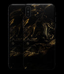 Black & Gold Marble Swirl V4 - iPhone XS MAX, XS/X, 8/8+, 7/7+, 5/5S/SE Skin-Kit (All iPhones Available)