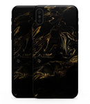 Black & Gold Marble Swirl V4 - iPhone XS MAX, XS/X, 8/8+, 7/7+, 5/5S/SE Skin-Kit (All iPhones Available)